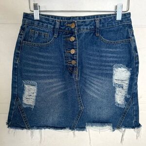 Shein distressed denim skirt